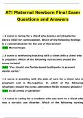 ATI Maternal Newborn final exam 100% Questions and Answers
