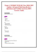 Exam 1: NUR265/ NUR 265 (New 2024/ 2025 Update) Advanced Med-Surg Review |  Questions and Verified Answers| 100% Correct- Galen 