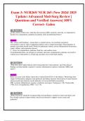 Exam 3: NUR265/ NUR 265 (New 2024/ 2025 Update) Advanced Med-Surg Review |  Questions and Verified Answers| 100% Correct- Galen 