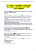 Peer Support Specialist Certification Exam Study Questions with 100% Correct Answers