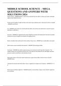 MIDDLE SCHOOL SCIENCE &ndash; MEGA QUESTIONS AND ANSWERS WITH SOLUTIONS 2024
