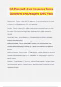 GA Personal Lines Insurance Terms Questions and Answers 100&percnt; Pass