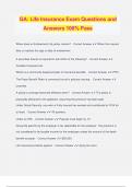 GA&colon; Life Insurance Exam Questions and Answers 100&percnt; Pass