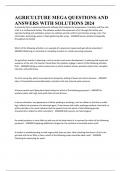 AGRICULTURE MEGA QUESTIONS AND ANSWERS WITH SOLUTIONS 2024