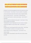 GA LIFE ACCIDENT AND SICKNESS EXAM QUESTIONS AND ANSWERS