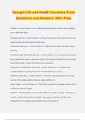 Georgia Life and Health Insurance Exam Questions and Answers 100&percnt; Pass