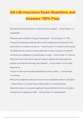 GA Life Insurance Exam Questions and Answers 100&percnt; Pass