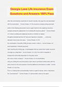 Georgia Laws Life insurance Exam Questions and Answers 100&percnt; Pass