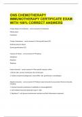 ONS CHEMOTHERAPY IMMUNOTHERAPY CERTIFICATE EXAM WITH 100% CORRECT ANSWERS
