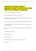 ONS/ONCC CHEMOTHERAPY IMMUNOTHERAPY CERTIFICATE EXAM WITH 100% CORRECT ANSWERS