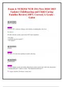Exam 4: NUR254/ NUR 254 (New 2024/ 2023 Update) Childbearing and Child Caring  Families Review| 100% Correct| A Grade - Galen 
