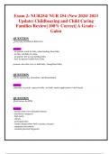 Exam 2: NUR254/ NUR 254 (New 2024/ 2023 Update) Childbearing and Child Caring  Families Review| 100% Correct| A Grade - Galen 