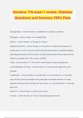 Hondros 176 exam 1 review- Diabetes Questions and Answers 100&percnt; Pass