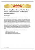 Samenvatting (NLs, pdf) van het boek Slaap (Engels: Why We Sleep) van Matthew Walker - door Uitblinker