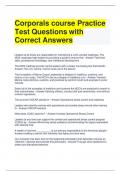 Corporals course Practice Test Questions with Correct Answers
