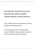 NUFT 202 EXAM 1 |2023-2024 ACTUAL EXAM  QUESTIONS AND CORRECT ANSWERS  (VERIFIED ANSWERS ) ALREADY GRADED A+.