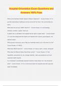 Hospital Orientation Exam Questions and Answers 100&percnt; Pass