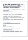 NHA NAB Exam Questions With Professional Answers 100&percnt; &vert; Approved Explications 2024