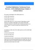 Certified Ophthalmic Technician Exam Review - COT Ophthalmology Chapter 2 Clinical Optics 2024 Questions And Answers Latest |Update| Verified Answers 