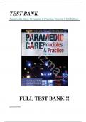 Test Bank For Paramedic Care: Principles & Practice Volume 1 5th Edition  by Robert S. Porter, Bryan E. Bledsoe, Richard A. Cherry ||Latest Update||All Chapters ||Complete Guide A+