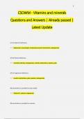 CSOWM - Vitamins and minerals Questions and Answers &vert; Already passed &vert;  Latest Update 