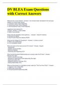 DV BLEA Exam Questions with Correct Answers