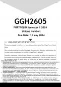 GGH2605 PORTFOLIO &lpar;ANSWERS&rpar; Semester 1 2024 - DISTINCTION GUARANTEED