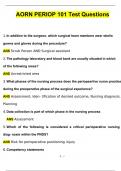 AORN Periop 101 Test Questions and Answers (2024 / 2025) Updated Latest (Verified Answers)