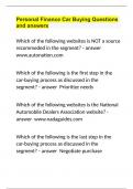 Personal Finance Car Buying Questions and answers