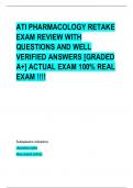 ATI PHARMACOLOGY RETAKE  EXAM REVIEW WITH  QUESTIONS AND WELL  VERIFIED ANSWERS [GRADED  A+] ACTUAL EXAM 100% REAL  EXAM !!!