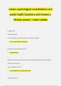 csowm psychological considerations and  public health Questions and Answers |  Already passed | Latest Update