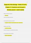 Diagnostic Microbiology - Bailey & Scott's,  Chapter 21 Questions and Answers |  Already passed | Latest Update