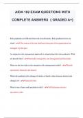 AIDA 182 EXAM QUESTIONS WITH  COMPLETE ANSWERS { GRADED A+} 