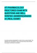 ATI PHARMACOLOGY  PROCTORED EXAM WITH  QUESTIONS AND WELL  VERIFIED ANSWERS[GRADED  A+] REAL EXAM!!!