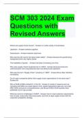 SCM 303 2024 Exam Questions with Revised Answers 
