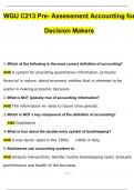 WGU C213 Accounting for Decision Makers Exams BUNDLED WGU C213 Accounting for Decision Makers 2024 Questions and Answers &lpar;2024 &sol; 2025&rpar; Updated Latest &lpar;Verified Answers&rpar;