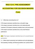 WGU C213. PRE-ASSESSMENT ACCOUNTING FOR DECISION MAKERS PVAC Questions and Answers (2024 / 2025) Updated Latest (Verified Answers)