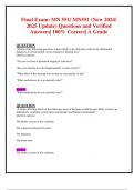 Final Exam: MN 551/ MN551 (New 2024/ 2025 Update) Questions and Verified  Answers| 100% Correct| A Grade  