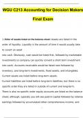WGU C213 Final Exam Accounting for Decision Makers Questions and Answers &lpar;2024 &sol; 2025&rpar; Updated Latest &lpar;Verified Answers&rpar;
