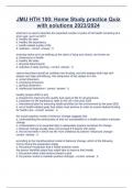 JMU HTH 100&colon; Home Study practice Quiz with solutions 2023&sol;2024