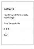 (Capella) NURS6214 Health Care Informatics & Technology Final Exam Guide Q & A 2024