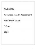 (Capella) NURS6204 Advanced Health Assessment Final Exam Guide Q & A 2024