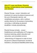 Ohio PT Laws and Rules, Physical therapy Jurisprudence exam questions and answers