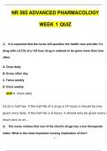 NR 565 Advanced Pharmacology Week 1 Quiz Exam Questions and Answers (2024 / 2025) Updated Latest (Verified Answers)
