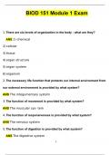 BIOD 151 Module 1 Exam UPDATED 2024 Biod151 M1 Exam Questions and Answers &lpar;2024 &sol; 2025&rpar; Updated Latest &lpar;Verified Answers&rpar;