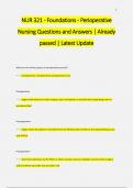 NUR 321 - Foundations - Perioperative  Nursing Questions and Answers | Already  passed | Latest Update