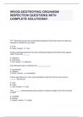WOOD-DESTROYING ORGANISM INSPECTION QUESTIONS WITH COMPLETE SOLUTIONS&excl;&excl;