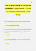 NUR 240 PrepU Chapter 47: Assessment  of Kidney and Urinary Function Questions  and Answers | Already passed | Latest  Update