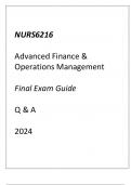 (Capella) NURS6216 Advanced Finance & Operations Management Final Exam Guide Q & A 2024