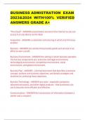 BUSINESS ADMISTRATION EXAM  2023&2024 WITH100% VERIFIED ANSWERS GRADE A+